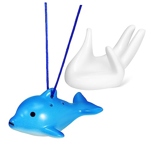 SUPVOX Unusual Musical Instrument Dolphin Ocarina Ceramic Songbook Lanyard Beginner-friendly