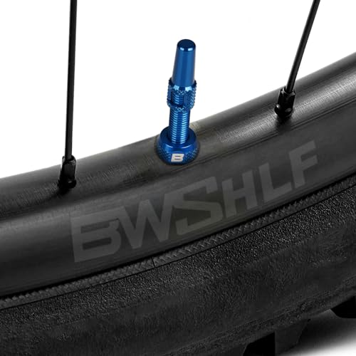 Image of BWSHLF Tubeless Presta Valve Stem 40 /44 /55 /60 /65 /80 /100 mm, Super Light Alloy Presta Valve Stem Kit with Valve Core Remover Tool and Valve Stem Caps - Multiple Color and Size Options(Pair)