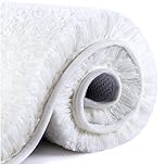 VANZAVANZU Non Slip Bath Mat Thickened Bath Rug for Bathroom Absorbent Ultra Soft Bathroom Mat Fluffy Microfiber Bedside Rug Carpet Floor Mat, Quick-drying, Machine Washable - 50 x 80cm (White)