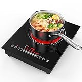 Puincunor 1800W Electric Cooktop Single Burner, 110V Electric Stove with LED Touch Control, 10 Power Levels, Child Safety Lock, Timer & Overheat Protection.