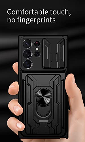 Capa para Samsung Galaxy S23 Ultra com cobertura para câmera e suporte para suporte de câmera Milita