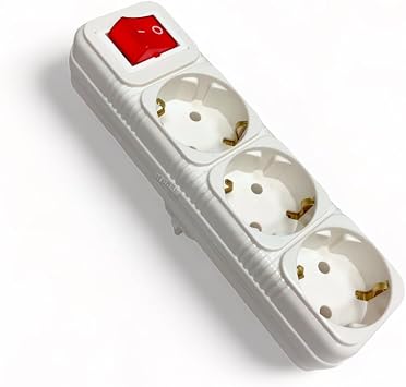 Single-Business Triple Ground Switched Goliath Socket, White, 3-Piece Socket Ground Multiple Socket with 3 Socket Switches, Electric Distributor