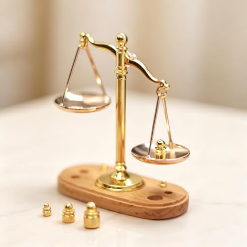 Mini Vintage Balance Scale with Weights Retro Desktop Ornament