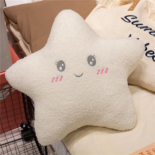 Ueiwffzo Kuschelkissen Kinder Sternkissen Flauschige Sternform Kinderkissen Plüschkissen, Sternkissen Dekokissen für Kinderzimmer Mädchen Jungen (Gelb,offene Augen)