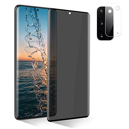 for Samsung Galaxy S20 5G Privacy Tempered Glass Screen Protector + Camera Lens Protector [Anti-Spy] [Darken Screen] [Anti-Scratch] [Sensitive Touch] [3D Full Coverage] [Case friendly] (6.2
