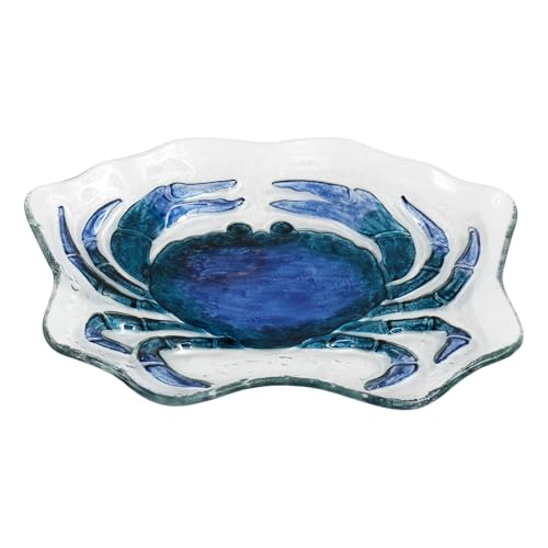 Carousel Home Coastal Glass Crab Serving Plate | Nautical Seafood Platter for Summer Dining & Coastal Decor - 26cm