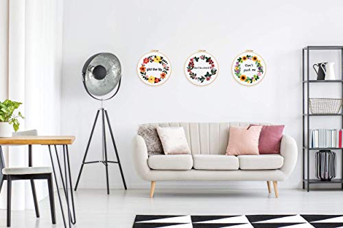 Image of Louise Maelys Cross Stitch Kit Full Range DIY Floral Wreath with Funny Sayimg Embroidery Kit for Beginner | Stamped Wreath Pattern With Hoop, Threads, Needles And Instructions, DIY Craft Project And Handmade Decor