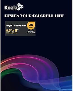 Koala Waterproof Inkjet Milky Transparency Positive Film 8.5x11 Inches 20 Sheets for Screen