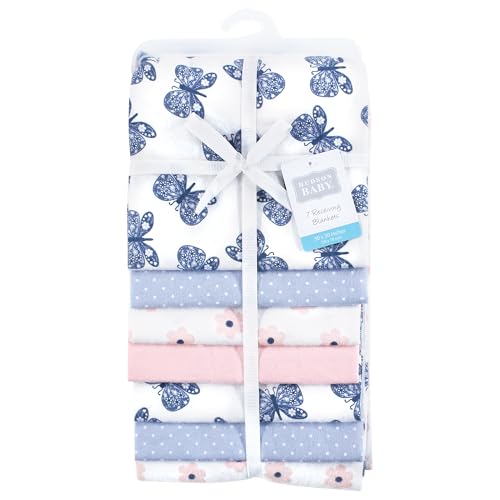 Image of Hudson Baby Unisex Baby Cotton Flannel Receiving Blankets 7-Pack Bundle, Beautiful Butterfly, One Size