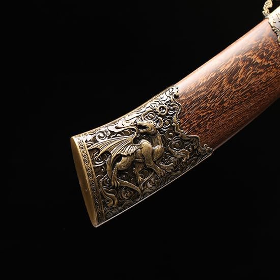 Miniatura 5 de Espada de Damasco Tanto de 12 pulgadas, hecha a mano, espada de tigre dragón chino, plegada, de acero, katana corta