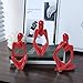 BrownLove 3pcs Red Human Body Abstract Art Decoration, Modern Art Resin Statue Room Office Shelf Bookcase Decoration