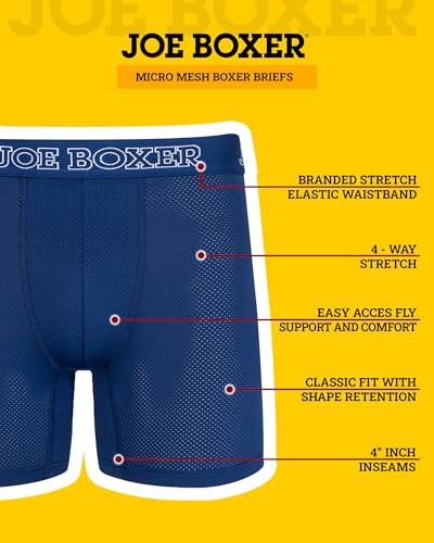 JOE BOXER Mens Underwear Boxer Briefs 4-Pack, Breathable Micro Mesh Underwear for Men Pack Of 42