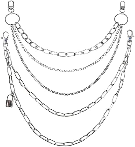 Amosfun Broekketting, tailleketting, jeans, kettingen, lichaamsketting, kleurrijke taille, hiphop-ketting, buikketting, vrouwen, meisjes, punk, kleding, broek, rok, decoratie, accessoires