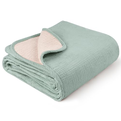 Image of Konssy Muslin Cotton Baby Blankets, Crib Blanket for Baby Infant Toddler for Girls Boys, Super Soft and Lightweight Nursery Blankets 40"x36"