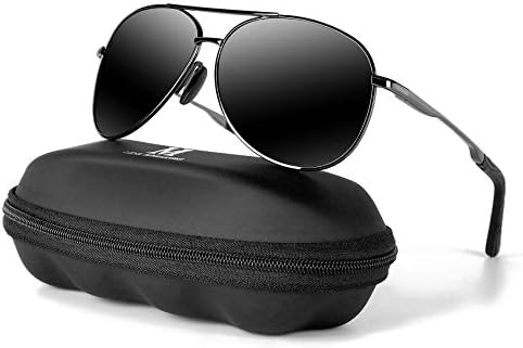 mxnx Aviator Sunglasses for Men Polarized Women UV Protection Lightweight Driving Fishing Sports Mens Sunglasses MX208-(Gun Frame/Black Lens)