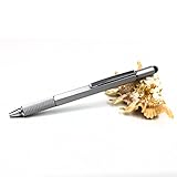 6 in 1 Multitool Pen with Gift Box - Includes 1 Ballpoint Pen, Universal Stylus Pen, Ruler,Flat and Phillips Screwdriver Bit, Level Gauge - The Perfect Multi-Function Gadget (Model A, 1PCS SILVER)