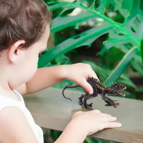 Image of FUNFOB Dinosaur Toy Figure Width -16.3cm Dinosaur Toys for Kids & Adults PVC Multicolour | Whole Black Red Yellow Stripe Small