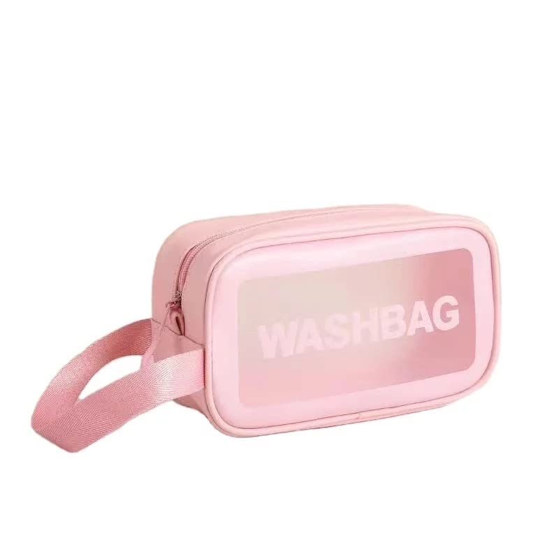Cosmetic Makeup Organizer Toiletry Bag Grooming Kit Portable Organizer Case Carry Water Proof Pouch for Women and Men with Zipper (Medium, Pink)