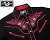 Women's Embroidered Western Cowboy Shirt Vintage Style Long Sleeve Button Down Shirt Premium Quality Snap Front Design S-3XL, Black-red, 3XL #2