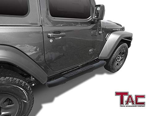 Tac Side Steps Running Boards Fit 2018-2023 Jeep Wrangler Jl 2 Door Suv 4.25" Oval Bend Texture Black Side Bars Step Rails Nerf Bars Off Road Accessories (Texture Powder Coating Brackets) 2 Pieces #TOP1