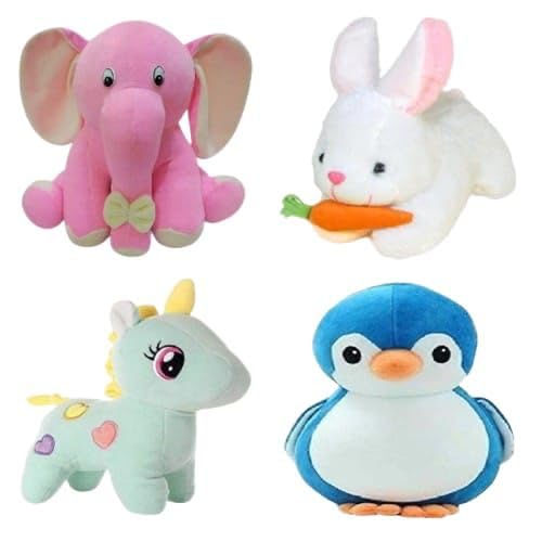 TOYS HUB Pack of 4 Elegant Animal Soft Stuffed Plush Toys for Kids/Childrens/Boys/Girls Playing Birthday Gift Soft Fur Toys Combo Appu,Rabbit,Unicorn,Penguien (B0CRVJYZ25) Amazon Price History, Amazon Price Tracker