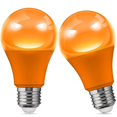 Image of L LOHAS LED Halloween Orange Light Bulbs Outdoor, Orange Colored Light Bulb