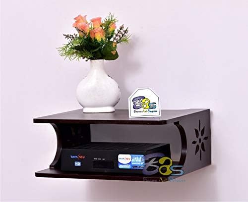Image of Set Top Box Stand Wall Shelf & WiFi Modem Display Rack for Living Room (Z Black)