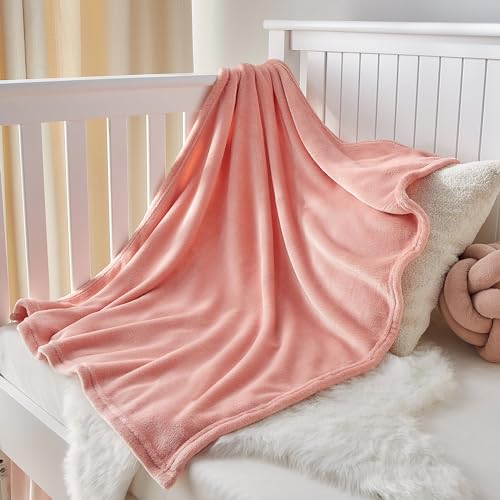 Image of BEDELITE Baby Blankets for Boys and Girls 30 inch x 40 inch, Soft Cozy Fuzzy Fleece Blanket for Kids Infant Newborn, Warm and Breathable Toddler Blanket for Crib Stroller Bed Travel, Pink