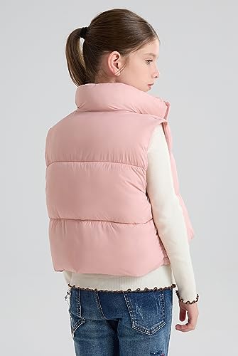 Maoo Garden Girls Winter Puffer Vest Faux-Down Short Cropped Lightweight Water-Resistant Big Girls Sleeveless Jacket Pink 6Y thumb #1
