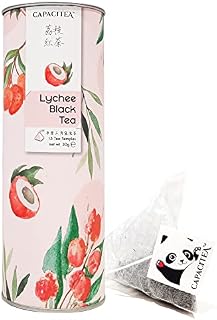CAPACITEA Hot & Cold Brew Lychee Black Tea (15 Pyramid Tea Bags, 30g)