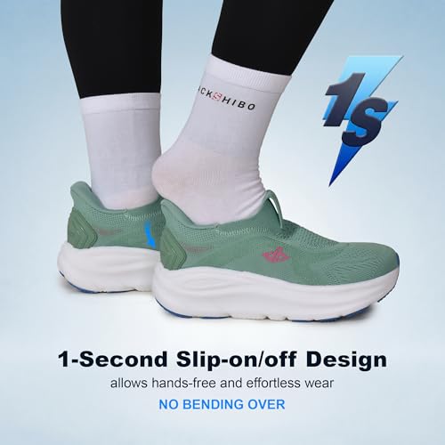 Image of JACKSHIBO Wide Toe Box Shoes Women Slip on Arch Support Sneakers | Running Athletic Walking Tennis Slip in Plantar Fasciitis Orthopedic Ortho Hands Free Shoes Zero Drop Cushion Thick Sole