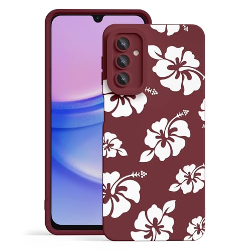 CASBST for Galaxy A15 5G Phone Case, Printed Silicone, White Hibiscus - image 1