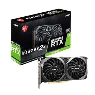 Gigabyte MSI Gaming GeForce RTX 3060 Ti LHR 8 GB GDRR6, 256 bits, HDMI/DP, Nvlink, Torx Fan 3, placa gráfica Ampere Architecture OC (RTX 3060 Ti Ventus 2X 8G OCV1 LHR)