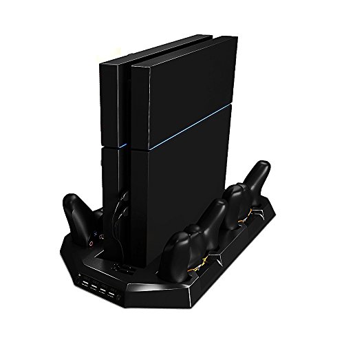 Picozon Vertical Stand Cooling Charging System for Playstation 4 [Charges 4 Controllers] - Black