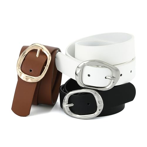 Image of Earnda Women Leather Belt for Jeans Dresses Fashion Buckle Waist Belts