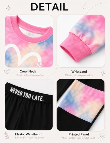 Image of Girls 2 Piece Outfits Kids Clothes Sets Sweatsuit Tracksuit Jogger Print Long Sleeve Sweatshirts Sweatpants 4-13Y