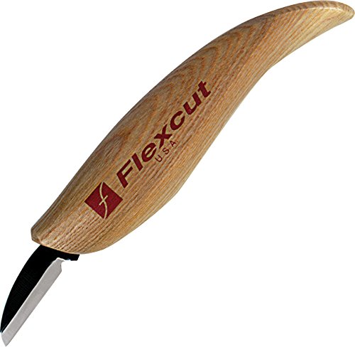 Image of FLEXCUT Wood Carving Tools | Cutting Knife | 1095 High Carbon Steel Blade| Ergonomic Ash Wood Handle| 1-1 /4 inch Blade Bevel Length | KN12 | Made in the U.S.A