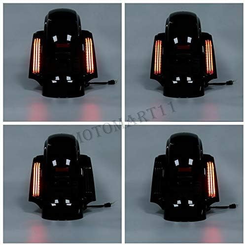 Miniatura 2 de TCT-MOTORPARTS - Alforjas extensas de 5 pulgadas y guardabarros trasero, color negro vívido