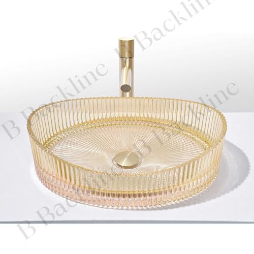 Image of B Backline Luxury Glass Basin | Table Top Wash Basin | Counter Top Glass Bowl Basin For Bathroom & Livingrooms 50 X 37 X 14 (Gold) (5 Years Color Warranty)
