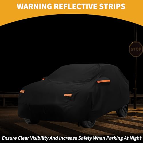 Image of All-Weather Waterproof Car Cover - UV-Resistant Outdoor Full Exterior Protection for Ford Kuga 2013-2023 190T-PU Black with Right Side Zipper