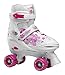 Roces Quaddy 3.0 Girl - Pattini a rotelle da bambina, misura regolabile, Bambina, 550095, Bianco-Rosa, 34/37