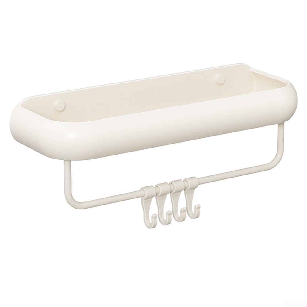 LMYSXAOZ Bathroom Wall Storage Rack with Pads and Screws for Mounting Toiletries Towels Cleaning Essentials (30cm White)
