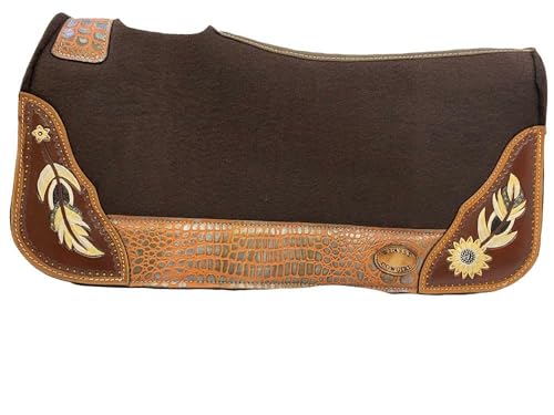 Klassy Cowgirl Barrel Style Brown Felt Pad w/Feather & Sunflower Design