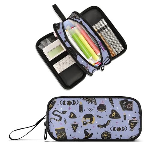 Image of Witch Large Capacity Pencil Case Pencil Pouch Pen Box | 3 Compartment Large Storage Pencil Bag for Adults School Office Teen Girl Boy Men Women