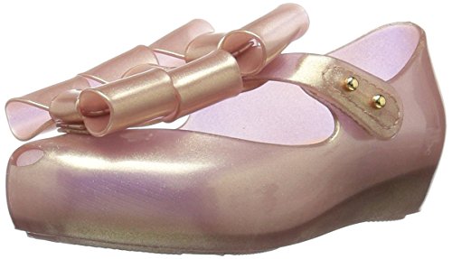 mini melissa Girls' Mini Triple Bow Ballet Flat, Metallic Pink, 7 Medium US Toddler