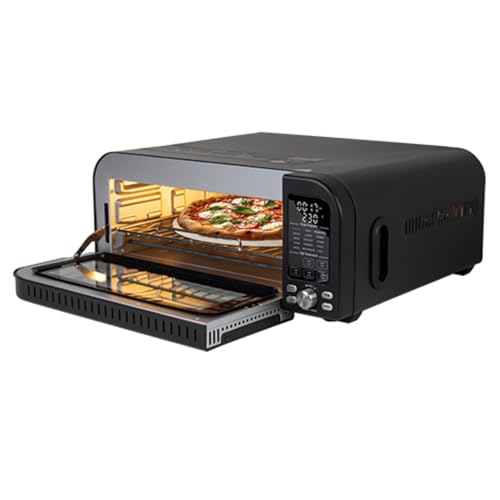 Horno para pizza Berlinger Haus, horno para pizza eléctrico – 2000 W, 15 funciones de cocción, pantalla digital, calentamiento rápido hasta 400 °C, ventana de vidrio de triple capa negro