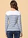 Allegra K Women's Long Sleeve Tops Slim Fit Round Neck Top Spring Fall Trendy Casual Striped Shirt X-Small Blue White