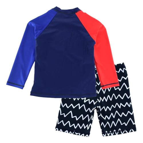 Image of Kids Short Sleeve Sunsuit Swimwear Boys Two Piece Rash-Guard-Sets Dinosaur Pattern