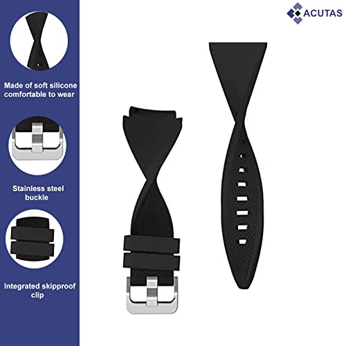 Image of ACUTAS Silicone 22mm Sports Band Soft Silicone Wristband Compatible for Fossil Gen 5 | Fossil Gen 5E | Fossil Gen 6 44mm Smartwatch (Black)