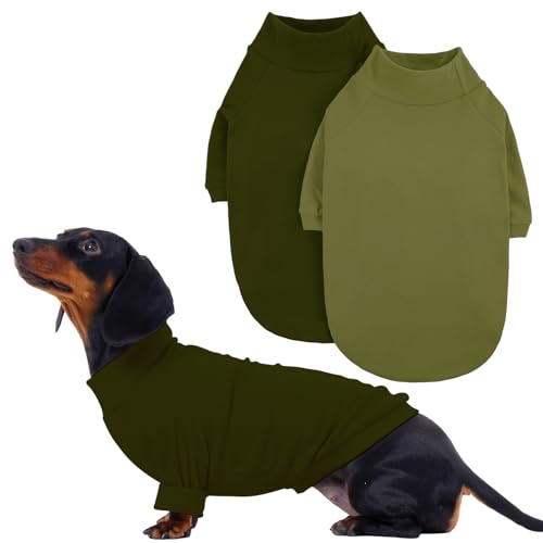 IECOii 2 Pack Dog Fleece Sweater for Small Dogs, Warm Dog Turtleneck with Stretch for Dachshund, Cozy Fall Winter Pullover Dogs Sweatshirt with Sleeve, Indoor & Outdoor Sweaters for Walking, M